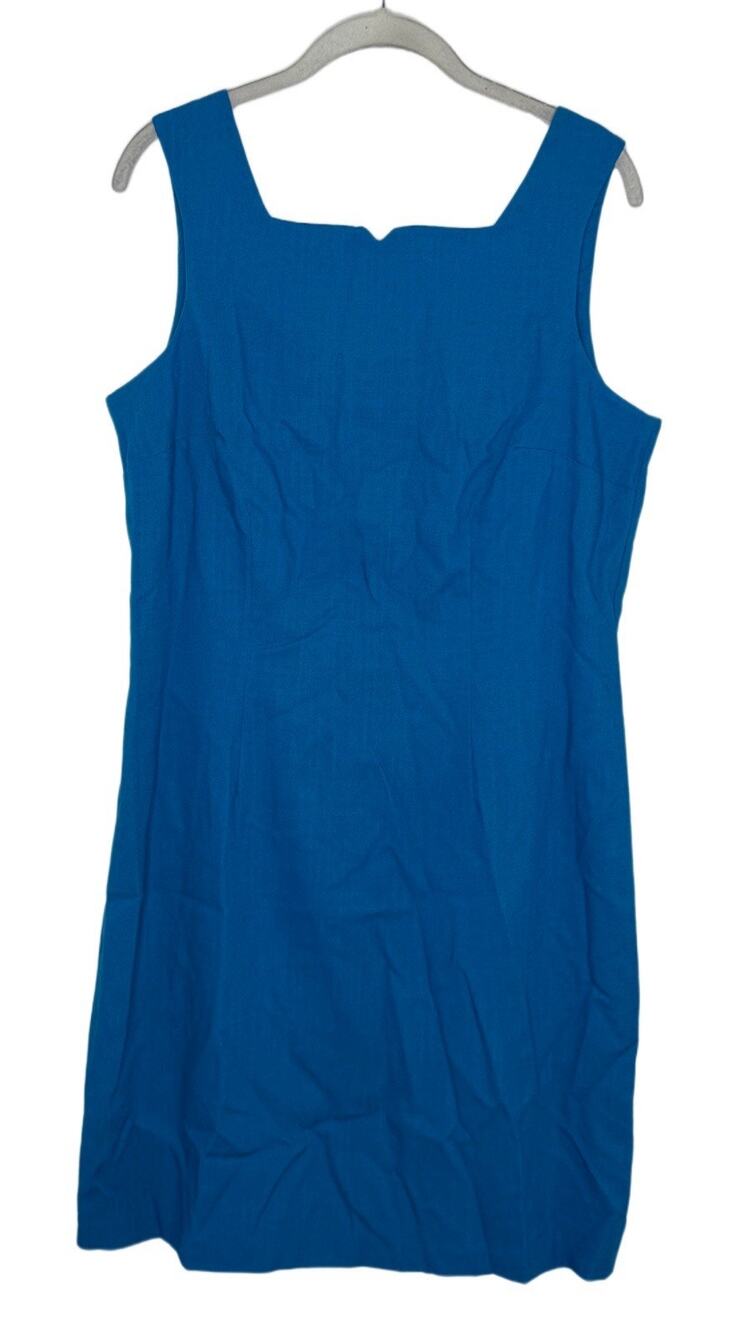 Ultra Dress New York Vtg 80’s 90s Aqua Blue Square Neck Mini Sheath Size 12